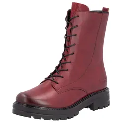 Schnürstiefelette, Blockabsatz, Schnürboots, Chunky Boots mit Kontrast-Rahmennaht, Gr. 38, dunkelrot used, , 18939042-38