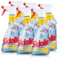 SIDOLIN Sidolin Streifenfrei Zitrus 500ml - Glasreiniger, Fensterreiniger (6er Glasreiniger