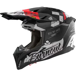 Airoh Aviator 3 Burnout, Motocrosshelm - Matt Schwarz/Grau/Rot - M