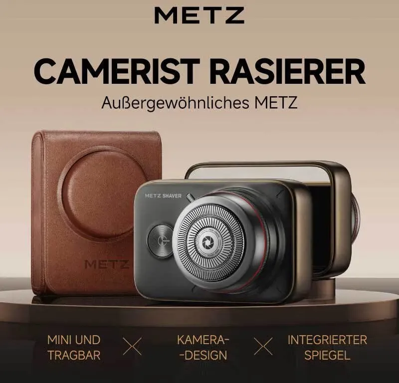 Metz Rasierapparat Red Ring SLR Luxusedition, Legierungskörper, reisetauglich, vollständig wasserdicht, perfektes Valentinstagsgeschenk für den Freund