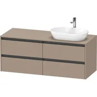 Duravit Ketho.2 Waschtischunterbau, Beckenausschnitt rechts, 1400x568x550mm, K24898R75750000, Farbe: Leinen