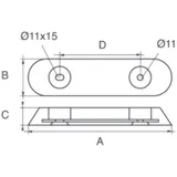 Talamex Rumpfanode Typ 25 250 x 65 mm Aluminium Grau