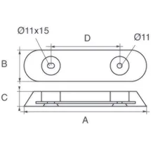 Talamex Rumpfanode Typ 25 250 x 65 mm Aluminium Grau