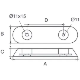 Talamex Rumpfanode Typ 25 250 x 65 mm Aluminium Grau