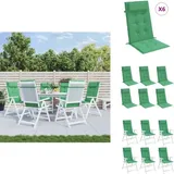 Hochlehner-Auflagen 6 Stk. Grün Oxford-Gewebe - Hochlehner Auflagen - Gartenstuhlkissen - Outdoor Kissen - Sitzkissen - Gartenmöbel Zubehör