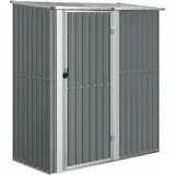 Metall Gerätehaus mit Abschließbare Tür und Schrägdach, 180,5x97x209,5 cm Geräteschuppen Gartenhaus Geräteschrank Metall-Schrank Metall-Schuppen Garten-Schrank, Grau