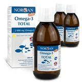 NORSAN Premium Omega 3 Fischöl Total Zitrone Online hochdosiert 3er Pack (3x 200 ml) / 2.000mg Omega 3 pro Portion/Omega 3 Öl mit EPA & DHA/Omega 3 Premium Öl mit 800 IE Vitamin D3