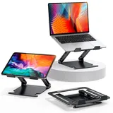 glangeh Laptop Ständer Aluminium Robust, Belüfteter Ergonomisch Laptop Stand mit Höhenverstellbarer, Wärmeableitung Laptopständer Kompatibel mit MacBook Pro Air, Alle 10-16" Laptops