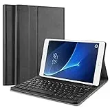 QYiiD Tastatur Hülle für Galaxy Tab A 10.1 2016 (SM-T580 / T585), Slim Leichte Schutzhülle mit Magnetisch Abnehmbarer QWERTZ Kabelloser Tastatur für Galaxy Tab A 10.1", Schwarz