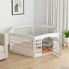 vidaXL 6-Panel-Hundespielplatz 177,5 x 154,5 x 58 cm Kunststoff Weiß 179 151