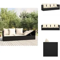 Outdoor-loungebett Mit Kissen Schwarz Poly Rattan - Outdoormöbel - Lounge Bett - Gartenlounge - Sonnenbett - Relaxsessel