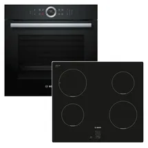Bosch Einbaubackofen schwarz 4D-Heißluft EcoClean Direct AutoPilot 71 l - Flächeninduktionskochfeld autark 60cm