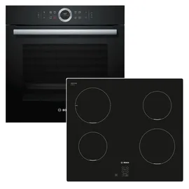 Bosch Einbaubackofen schwarz 4D-Heißluft EcoClean Direct AutoPilot 71 l - Flächeninduktionskochfeld autark 60cm
