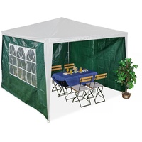 Relaxdays Seitenteile für Pavillon, 3er Set, 2x3 m, wasserdicht, Seitenwände mit Klettverschluss, PE, mit Fenster, grün