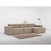 Ecksofa RAUM.ID "Norvid" Sofas Gr. B/H/T: 303cm x 75cm x 153cm, Struktur weich, Chaiselongue rechts, mit Komfortschaum, grau (taupe) modular, wahlweise mit Kaltschaum, Komfortschaum oder Taschenfederkern