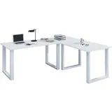 VCM Eckschreibtisch Lona 220x160x80 U-Füße Weiß/Weiß