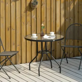 Outsunny Gartentisch Ø 80 x 72 cm schwarz