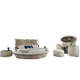 Xlmoebel Schlafzimmer-Set Zeitgemäßes Schlafzimmer-Set mit Bett, 2 Nachtkästchen, (4-tlg., 4tlg. Schlafzimmer Set (Bett+2x Nachttische+Schminktisch), Hergestellt in Europa weiß