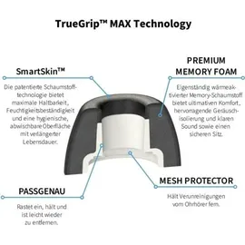 COMPLY TrueGrip MAX | Premium Memory Schaumstoff Ersatz-Ohrstöpsel für AirPods Pro 3 Schwarz Größe Mix (Apple AirPods), Kopfhörer Ersatzteile,