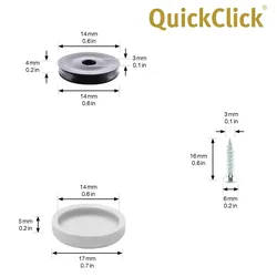 WAGNER QuickClick® Kunststoffgleiter HYPER - zum Schrauben, 4x Basis & Schraube & Einsatz Ø 17 mm, DE Ware - 15809300
