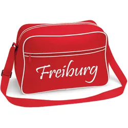 multifanshop Retrotasche - Freiburg - Schriftzug - Druck weiß - Tasche