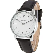 ZEIT-BAR Funk-Armbanduhr Damen, Metallgehäuse, Leder-Uhrband