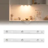 2er Pack Schrankbeleuchtung LED Lampe mit Bewegungsmelder und USB-Ladegerät Kabel 41cm Unterbauleuchte Küchenleuchte Wiederaufladbar mit Sensor Drei Farben dimmbar Schrankleuchte Treppenleuchte