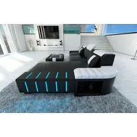 Sofa Dreams Ecksofa Ledersofa Bellagio L Form Leder Sofa Ledercouch, Couch, mit LED, wahlweise mit Bettfunktion als Schlafsofa, Designersofa schwarz