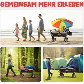 onbest Bollerwagen faltbar mit Dach schwarz/Kühltasche