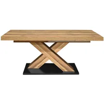 Mäusbacher Komfort 2.0 Esstisch Holzwerkstoff X-Form ausziehbar - Asteiche/Schwarzstahl