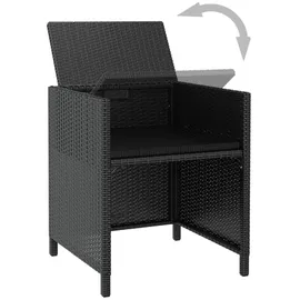 vidaXL Polyrattan Set 21-tlg. schwarz/cremeweiß