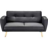 Beliani Schlafsofa Polyester 2-Sitzer Schwarz