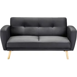 Beliani Schlafsofa Polyester 2-Sitzer Schwarz