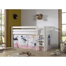 M&S Halbhochbett Pino 90 x 200 cm Kiefer massiv lackiert weiß