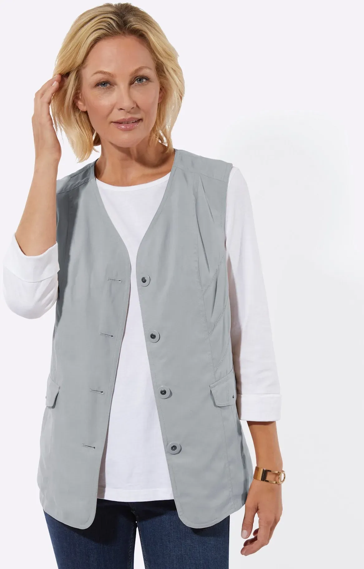 Funktionsweste CLASSIC BASICS, Damen, Gr. 50, grau (steingrau), 100% Polyester, unifarben, Westen Funktionsweste