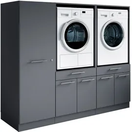 laundreezy Mehrzweckschrank-Set 186 x 162 x 68 cm Grau