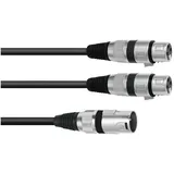 Omnitronic XLR Adapterkabel 1x XLR-Stecker 3 polig - 2x XLR-Buchse 1,5m (30225210)