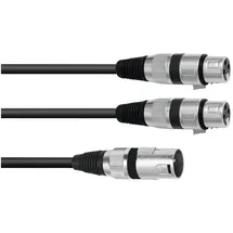 Omnitronic XLR Adapterkabel 1x XLR-Stecker 3 polig - 2x XLR-Buchse 1,5m (30225210)