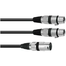 Omnitronic XLR Adapterkabel 1x XLR-Stecker 3 polig - 2x XLR-Buchse 1,5m (30225210)