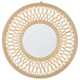 Beliani Wandspiegel Bambusholz mit originellen Verzierungen breiter Spiegelrahmen Rund Boho-Chic-Look