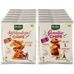 BioBio Gemüse- / Süßkartoffelchips 100 g, verschiedene Sorten, 12er Pack