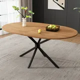 Sweiko Esstisch, L120xB80xH75,5cm, moderner Esstisch, stabiler Esstisch, Metallbeine, ovaler Esstisch, Esstisch für 4-6 Personen, moderner schlich...