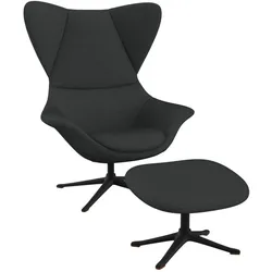 Ohrensessel FLEXLUX "Stilo Relaxsessel, TV-Sessel", grau (dervit grau), B:90cm H:115cm T:88cm, 100% Polyester, Sessel, Solitär, Stil-Ikone, drehbar, Fuß schwarz