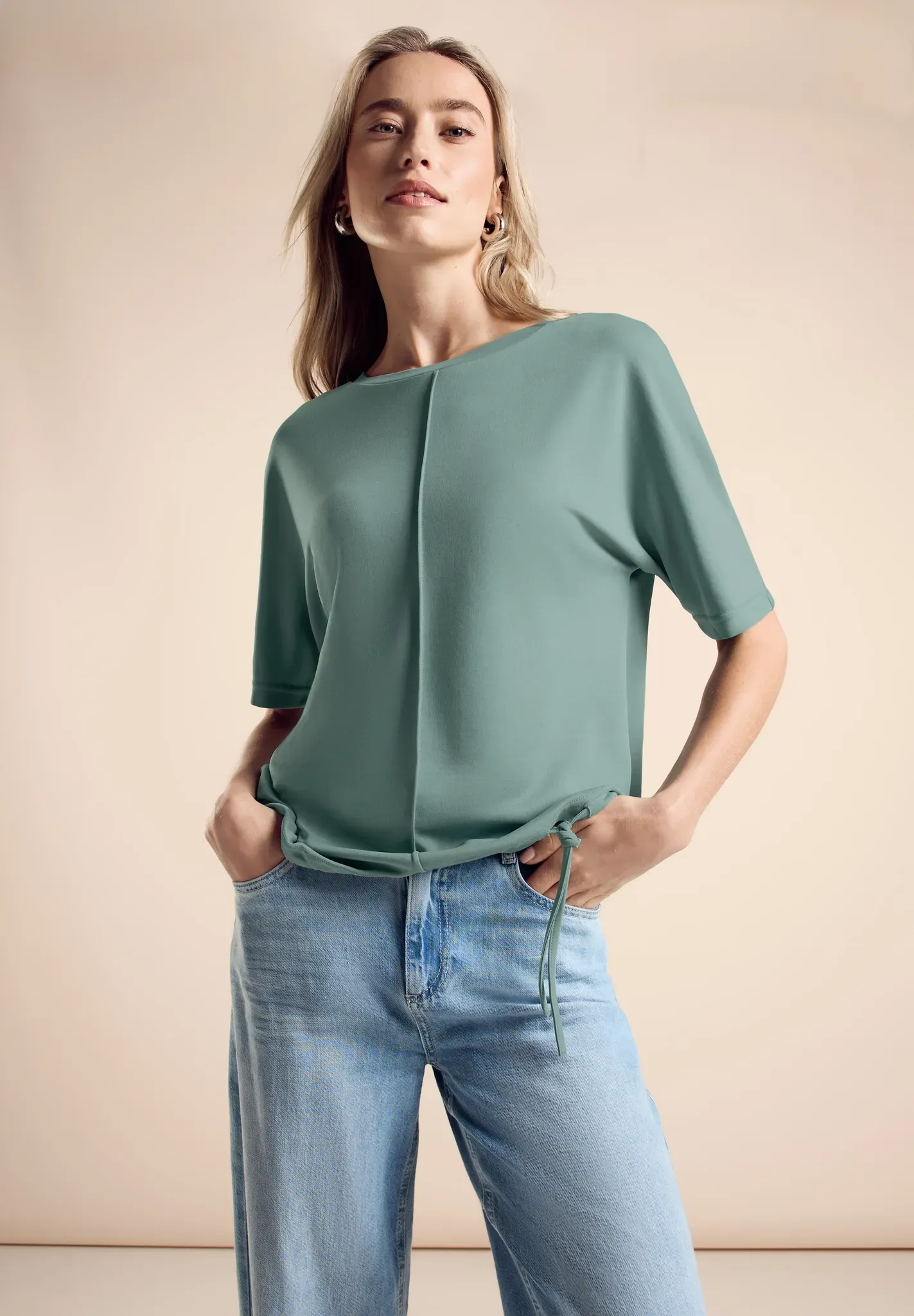 T-Shirt, mit Tunnelzug, Gr. 40, seafoam green, , 12748125-40