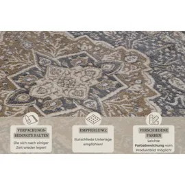 HANSE HOME Orken Teppich Orientalisch –Kurzflor Vintage Wohnzimmerteppich Weicher Orient-Teppich ÖKO-TEX Läufer für Schlafzimmer, Esszimmer, Wohnzimmer, Flur, Küche – Schwarz Braun, 80x200cm