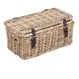 LebensWohnArt Truhe Rattan Truhe RESSY Grey ca. L60cm Couchtisch