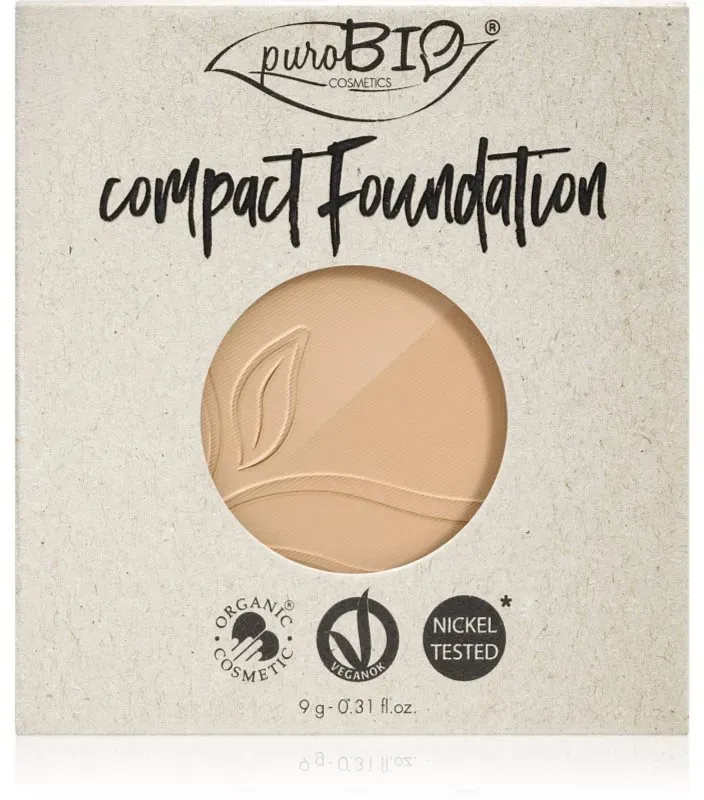 puroBIO Cosmetics Compact Foundation Ersatzfüllung mit kompaktem Puder-Make up LSF 10 Farbton 02 9 g