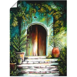 Wandbild ARTLAND "Mediterranes Gartenparadies", grün (farbe bild(er): grün), B:60cm H:80cm, Bilder, als Alubild, Outdoorbild, Leinwandbild, Poster, Wandaufkleber