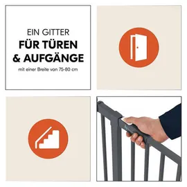 hauck Treppenschutzgitter Open N Stop 2 75-80 cm Dunkelgrau