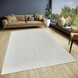 HANSE HOME Faron Teppich Wohnzimmer – Kurzflor (Höhe: 3mm) Wohnzimmerteppich Skandinavisches Boho Muster 3D Effekt Geometrisch Modern für Schlafzimmer, Esszimmer, Kinderzimmer – Creme, 80x140cm